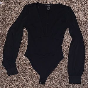 Mesh sleeve bodysuit